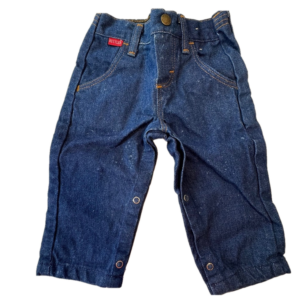 Rustler Vintage Snap Bottom Pants Baby 18 Months Blue Denim Straight Casual USA